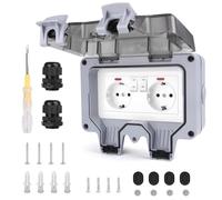 NVIYAM Prise Exterieure Etanche avec Interrupteur Témoin Lumineux, Prise Murale Double,rise de Courant Externe pour Jardin, Garage, Piscine Cuisine, Salle de Bain