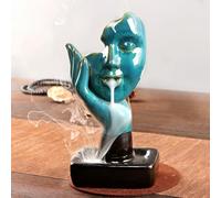 NVKIC Brûleur d'encens en céramique à refoulement pour cônes d'encens créatif demi-visage Contempler le flux inversé Porte-encens