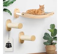 NVMBR Hamac pour chat avec escaliers en sisal de jute - Installation facile avec détecteur de clous magnétique inclus, support de 22,7 kg, étagères intérieures et perchoirs pour murs, meubles et lits