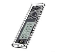 NVMe Boîtier SSD M.2, boîtier de disque dur USB-C de type C jusqu'à 4 To, moniteur de température et suivi du volume d'écriture, coque transparente pour jeux et sauvegarde de données