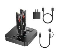 NVMe M.2 Clone SSD Boîtier 20 Gbps USB 3.2 Gen2 Dual Bay M.2 NVMe Station d'accueil avec clonage hors ligne pour une mise à niveau rapide du PC, la migration du système et la sauvegarde des données