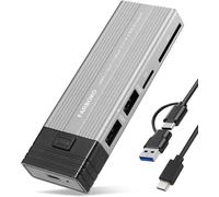 Nvme M.2 SSD Box,M.2 USB3.2/USB3.1 Gen2 10Gbps SSD Adapter with 2 USB2.0 Ports & Tool-Free SD/TF Card Reader for M.2 NVMe/SATA SSD in 2242/2260/2280