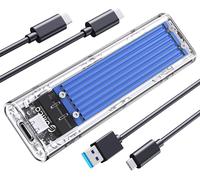 NVME M.2 USB-C USB3.1 Gen2 SSD Enclosure 10Gbps Transparent External Adapter Case for 2280 PCI-E M2 M-Key SSD,USB Type C Converter Case with C to C & C to A Cable (Blue)