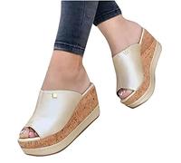 NVNV Été compensées Pantoufles Plate-Forme Talon Haut Femmes Pantoufle Dames Chaussures d'extérieur Sabot de Base Pantoufle compensée Bascule Sandales