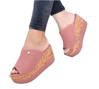 NVNV Été compensées Pantoufles Plate-Forme Talon Haut Femmes Pantoufle Dames Chaussures d'extérieur Sabot de Base Pantoufle compensée Bascule Sandales