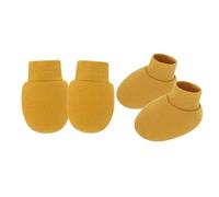 NVOQILIN 1 ensemble de mitaines et chaussettes de pied pour nouveau-nés - Couleur unie - Élastique - Ne raye pas - Pour la douche et les bébés prématurés - Confortable à porter, jaune, Taille unique
