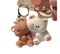 NVOQILIN 1 paire de porte-clés en forme d'ours d'amour en forme d'animal de dessin animé en résine, accessoire de clé pour couples et meilleurs amis adorable pendentif clé