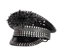 NVOQILIN Bejeweled Chapeau de capitaine en cristal lourd Surprises pour filles garçons pour carnavals, festival de musique, tendance pour femmes
