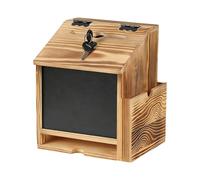 NVOQILIN Boîte à suggestions murale verrouillable en bois avec tableau noir amovible et support de panneau en acrylique pour bureau, boîte aux lettres murale pour maison à l'extérieur
