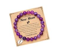 NVOQILIN Bracelet d'amitié en calcédoine naturelle à paillettes - Flexible - Extensible - Pour un usage quotidien - Cadeau symbolique pour les meilleurs camarades - Bracelet en calcédoine naturelle