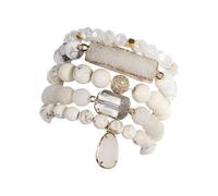 NVOQILIN Bracelets de perles réglables en pierre naturelle améliorant la paix et la discipline pour une tenue sophistiquée Bracelets empilables, taille unique, Comme décrit