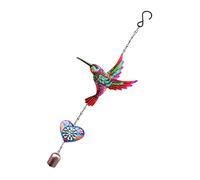NVOQILIN Carillon éolien en forme de colibri pour décoration extérieure avec cœur 3D et clochettes pour jardin, terrasse, balcon, décoration commémorative à suspendre