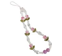 NVOQILIN Chaîne de téléphone à perles avec perles et breloque fleur - Porte-clés mural confortable pour femme et fille - Accessoire de téléphone tendance