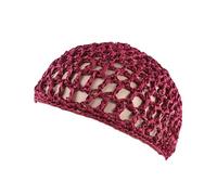 NVOQILIN Chapeau Creux en Maille Crochet Tissée à la Main avec Filet Souple en Tricot pour Femmes Accessoires pour Cheveux et Perruques pour un Look Décontracté, bordeaux, Taille unique