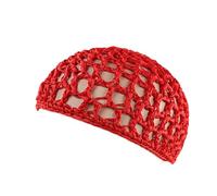 NVOQILIN Chapeau Creux en Maille Crochet Tissée à la Main pour Femmes - Filet Souple en Tricot pour Cheveux - Accessoires pour Perruques - Couvre-chef Décontracté, Rouge, Taille unique