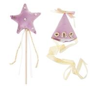 NVOQILIN Chapeau d'anniversaire en velours avec étoile scintillante et baguette magique pour enfants