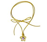 NVOQILIN Collier avec pendentif fleur colorée en acrylique avec breloque fleur de prunier - Collier ras du cou creux pour fête de mariage - Collier chaîne de clavicule - Longueur réglable, taille