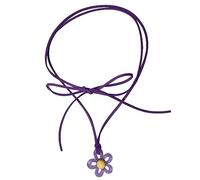 NVOQILIN Collier avec pendentif fleur colorée en acrylique avec breloque fleur de prunier - Collier ras du cou creux pour fête de mariage - Collier chaîne de clavicule - Longueur réglable, taille