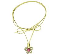 NVOQILIN Collier avec pendentif fleur colorée en acrylique avec breloque fleur de prunier - Collier ras du cou creux pour fête de mariage - Collier chaîne de clavicule - Longueur réglable, taille