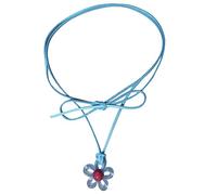 NVOQILIN Collier avec pendentif fleur colorée en acrylique avec breloque fleur de prunier - Collier ras du cou creux pour fête de mariage - Collier chaîne de clavicule - Longueur réglable, taille