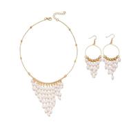 NVOQILIN Collier avec pendentif géométrique et boucles d'oreilles pendantes assorties avec chaîne réglable et pompons fluides pour fête