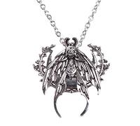 NVOQILIN Collier en argent avec demi-phases de lune - Bijou gothique - Tête de mort - Tête de mort - Unisexe