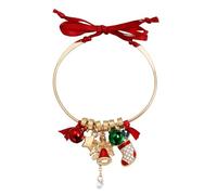 NVOQILIN Élégant bracelet de vacances avec breloque chapeau de Noël et ruban métallique pour célébrations du Nouvel An, breloque de Noël multi pendentif, taille unique, Comme décrit