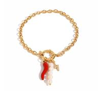 NVOQILIN Élégant pendentif en perles - Chaîne en métal robuste ornée de perles élégantes - Pour un usage quotidien - Accessoires pour femme