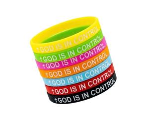 NVOQILIN Ensemble de bracelets en caoutchouc empilables avec des citations inspirantes et un bracelet subtil illuminé de nuit God is in Control