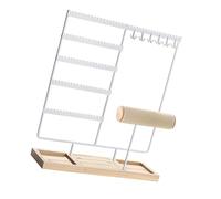 NVOQILIN Étagère à bijoux multifonction avec 108 emplacements pour boucles d'oreilles, 12 bras et plateau rond en tissu doux