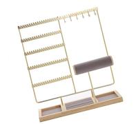 NVOQILIN Étagère à bijoux multifonction avec 108 emplacements pour boucles d'oreilles, 12 bras et plateau rond en tissu doux