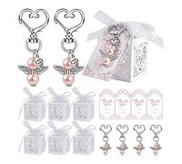 NVOQILIN Lot de 144 porte-clés avec boîtes à dragées en papier kraft et alliage, porte-clés, pendentif, sac à dragées de mariage