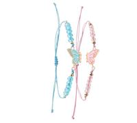 NVOQILIN Lot de 2 bracelets d'amitié avec pendentif papillon réglable en corde tressée pour filles et amis, taille unique, Comme décrit