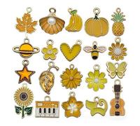 NVOQILIN Lot de 20 breloques en alliage émaillé en forme de fleur pour la fabrication de bijoux, colliers, loisirs créatifs, accessoires de bijoux, breloques multicolores en alliage pour colliers, A
