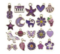 NVOQILIN Lot de 20 breloques en alliage émaillé en forme de fleur pour la fabrication de bijoux, colliers, loisirs créatifs, accessoires de bijoux, breloques multicolores en alliage pour colliers, A