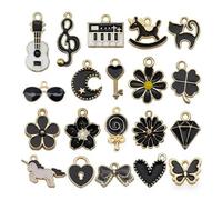 NVOQILIN Lot de 20 breloques en alliage émaillé en forme de fleur pour la fabrication de bijoux, colliers, loisirs créatifs, accessoires de bijoux, breloques multicolores en alliage pour colliers, A