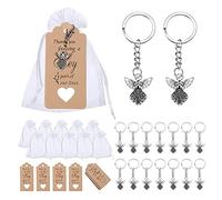NVOQILIN Lot de 30 porte-clés avec pendentif en forme d'ange avec sac en fil pour fête d'enfant, cadeau de baptême, cadeau pour femme