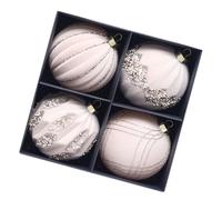 NVOQILIN Lot de 4 boules de Noël pour sapin de Noël - Ornement floqué avec accents étincelants pour décoration de fête