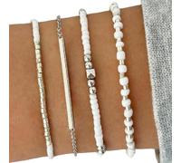NVOQILIN Lot de 4 perles élastiques colorées faites à la main pour porter au quotidien et en soirée, taille unique, Comme décrit