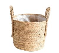 NVOQILIN Panier à plantes avec poignées - Pots de fleurs tressés - Pots de fleurs en paille - Paniers de rangement pour jouets d'épicerie