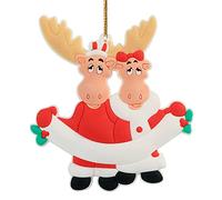 NVOQILIN Pendentif de Noël à suspendre avec nom de famille - Décoration d'arbre de Noël - Cadeaux de bénédiction - Tête d'élan de Noël - Tête de Père Noël - Décoration de cour intérieure