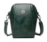 NVOQILIN Petit sac à bandoulière vintage pour téléphone portable, couleur unie, doux, tendance, en polyuréthane, pour femme et fille, 2023, vert foncé, One Size