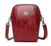 NVOQILIN Petit sac à bandoulière vintage pour téléphone portable, couleur unie, doux, tendance, en polyuréthane, pour femme et fille, 2023, rouge foncé, One Size