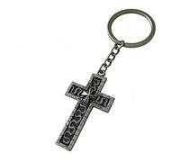 NVOQILIN Porte-clés avec croix ouverte avec compartiment caché pour clés, sacs et effets personnels, décoration de sac tendance, noir/argenté, taille unique