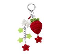 NVOQILIN Porte-clés élégant en forme de fraise avec nœuds, sac à main, téléphone, porte-clés, adorable ami, famille, crochet fraise