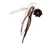 NVOQILIN Porte-clés en corde tressée avec nœuds et perles pour sac à dos, sac à main, accessoires décoratifs, cadeaux, ornement à suspendre, Couleur café.