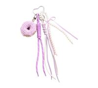 NVOQILIN Porte-clés en corde tressée avec nœuds et perles pour sac à dos, sac à main, accessoires décoratifs, cadeaux, ornement à suspendre, violet