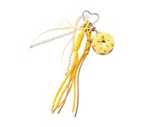 NVOQILIN Porte-clés en corde tressée avec nœuds et perles pour sac à dos, sac à main, accessoires décoratifs, cadeaux, ornement à suspendre, jaune