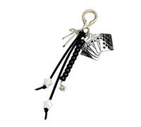 NVOQILIN Porte-clés en corde tressée avec pendentif en forme de cœur pour sac à main, décoration de sac à main, porte-clés en corde tressée, Noir