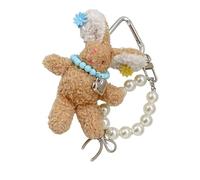 NVOQILIN Porte-clés lapin en peluche avec perles et breloque amovible pour sac à dos, accessoire mignon à longues oreilles, marron, taille unique